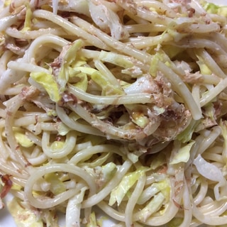 キャベツ鰹節マヨ和えパスタ